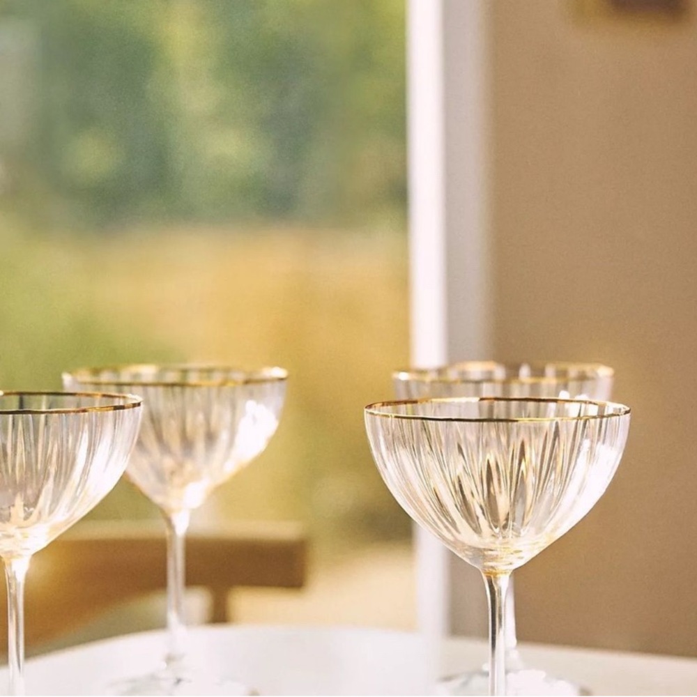 Anthropologie Gold-Rimmed Glassware Set - Clear